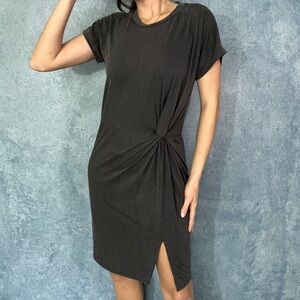 Elegant Gray Twist Front Mini Dress